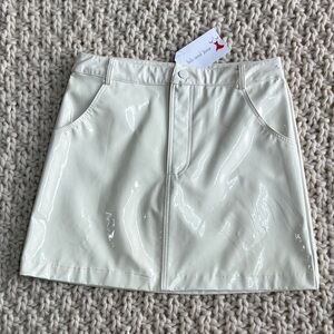 ILLA ILLA White Patent Mini Skirt with Front Seam